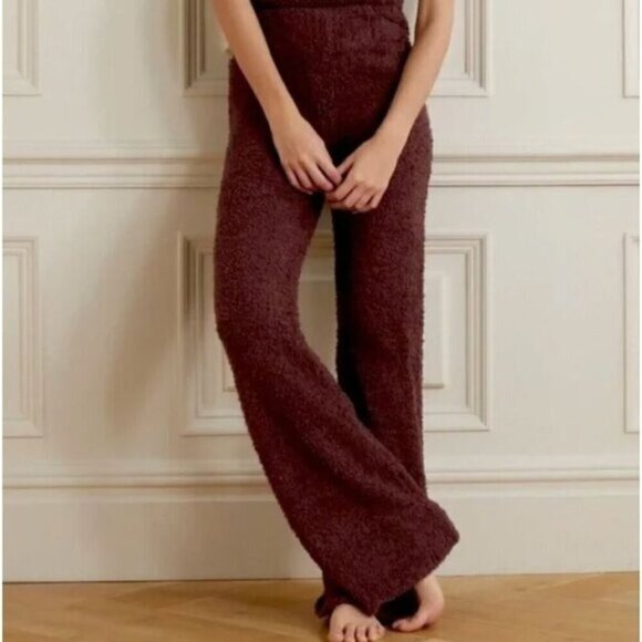 SKIMS Cozy Knit Bouclé Track Pants Garnet Brown Size S/M - Picture 1 of 4